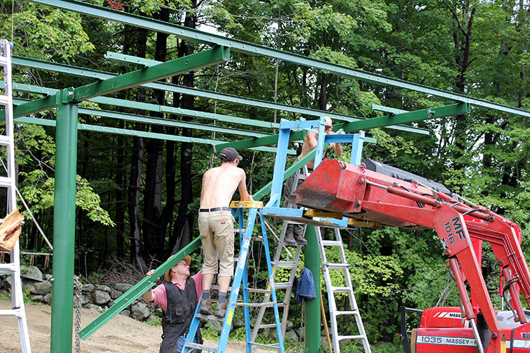 Installing the framework for pole-mounted array.