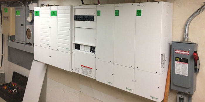 Installed Schneider dual inverter system.