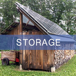 A purposefully designed and constructed woodshed or storage structure also provides a great location for PV (photovoltaic) panels.